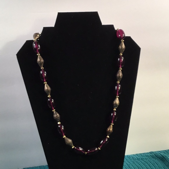 no brand Jewelry - GOLD w/PURPLE GLASS BEAD NECKLACE